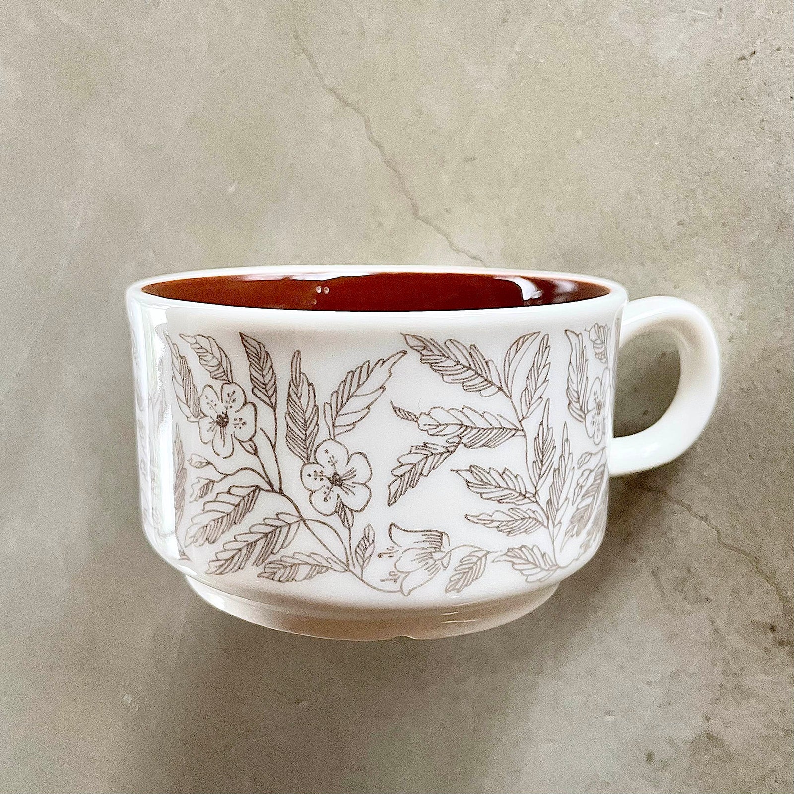 ヴィンテージ風ボタニカルマグ&ソーサー – acacia