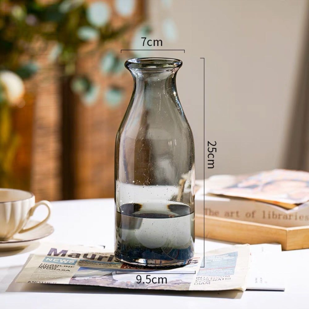 輸入品 フラワーベース 2個セット ガラス 造花付き モダン シンプルモダングレーガラスフラワーベース – acacia