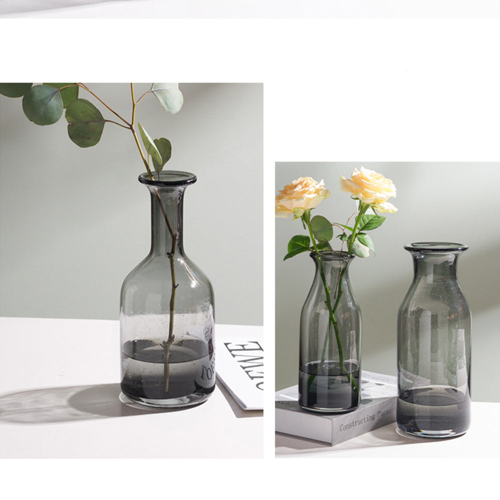 シンプルモダングレーガラスフラワーベース – acacia